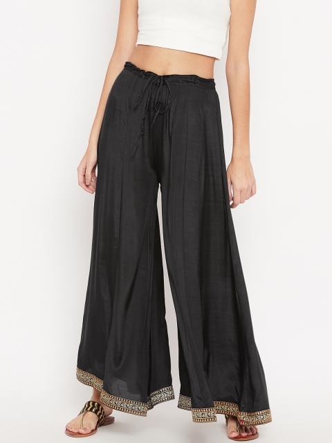 

Biba Women Black Flared Solid Palazzos