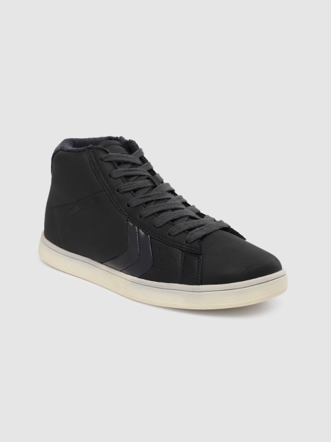 

GAS Men Navy Blue Solid Mid-Top Sneakers