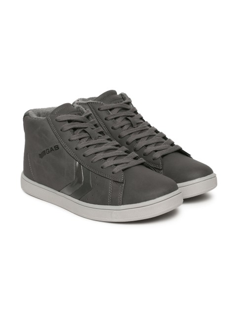 

GAS Men Grey Solid Jeremy NBX Mid-Top Sneakers