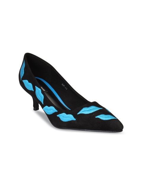 

pelle albero Women Blue Woven Design Suede Pumps