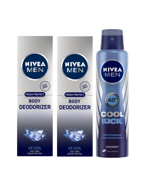 

Nivea Set of 2 Nivea Ice Cool Deodorants & 1 Nivea Men Cool Kick Deodorant Free, Blue