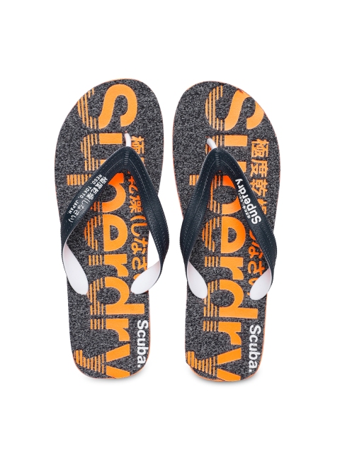 

Superdry Men Navy Blue & Orange Scuba Printed Thong Flip-Flops