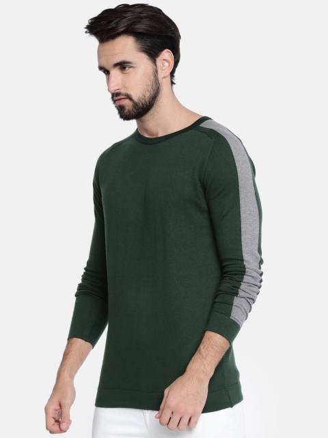 

Akiva Men Olive Green Solid Pullover