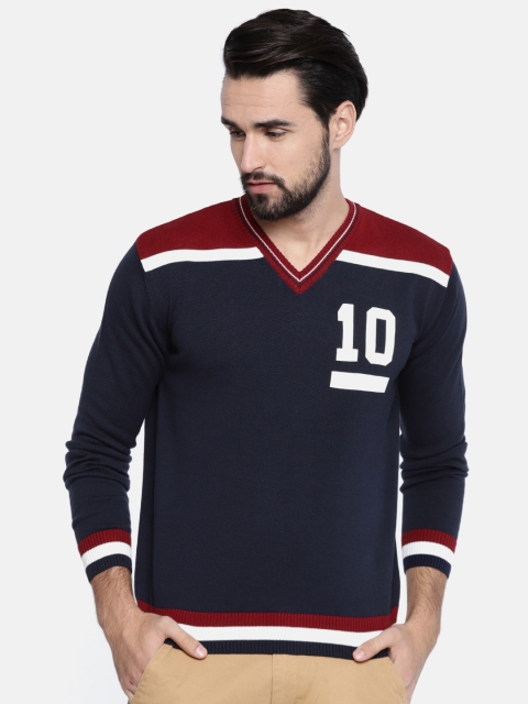 

Akiva Men Navy Blue Solid Pullover