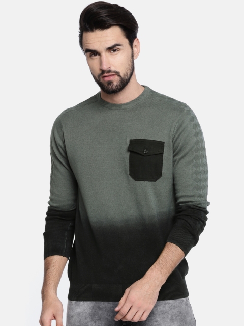 

Akiva Men Black & Grey Ombre-Dyed Pullover