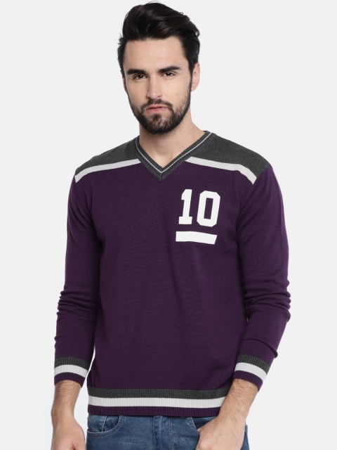 

Akiva Men Purple Solid Pullover