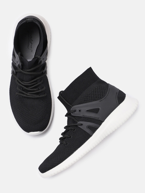 

Roadster Women Black Woven Design Synthetic Mid-Top Sneakers