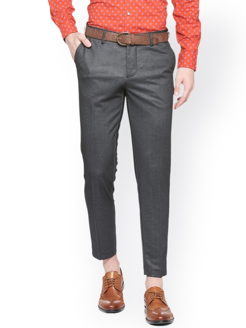 

Allen Solly Men Grey Solid Regular Trousers