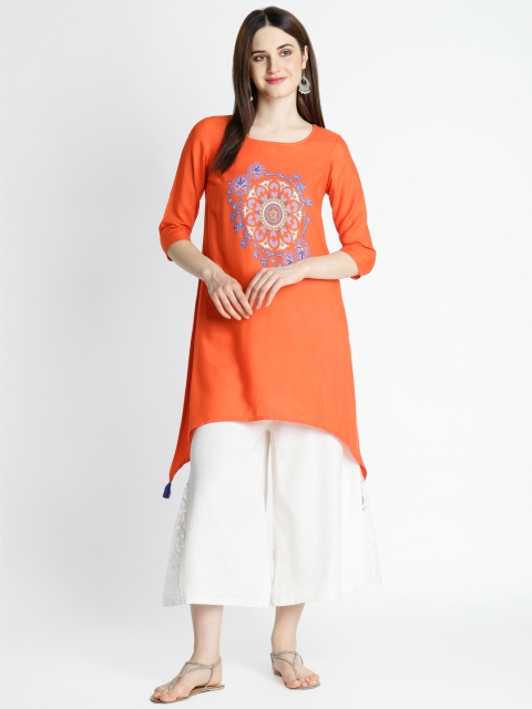 

AKKRITI BY PANTALOONS Orange Printed Tunic