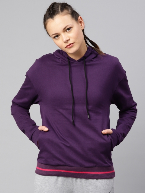 

HRX by Hrithik Roshan Women Purple Active Solid Hooded Sweatshirt