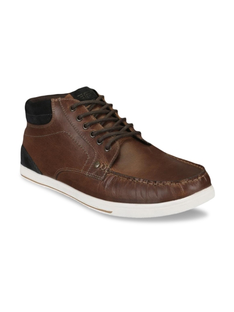 

Red Tape Men Brown Solid Leather Mid-Top Sneakers