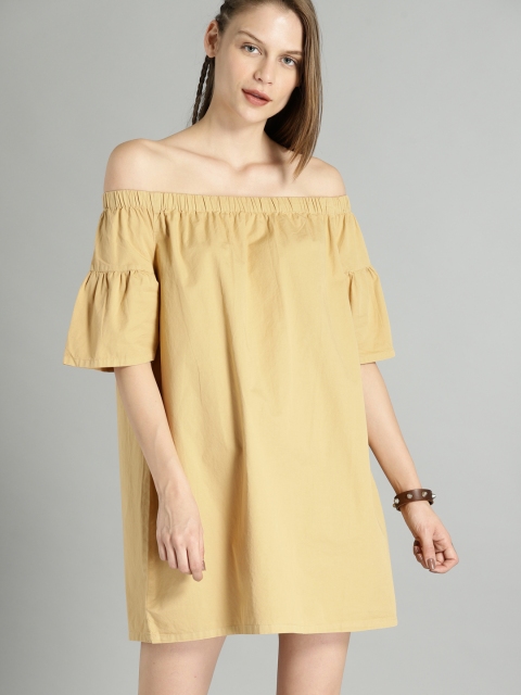 

Roadster Women Mustard Solid A-Line Dress