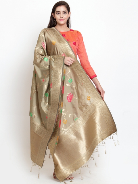 

Sugathari Beige & Gold-Toned Woven Design Dupatta