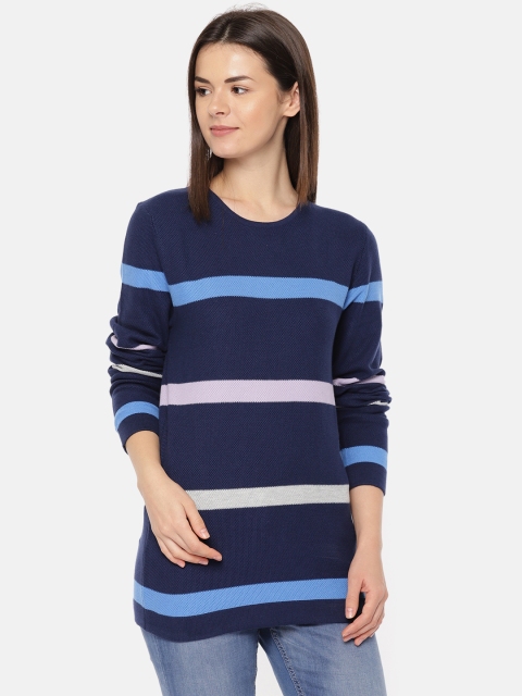 

ESPRIT Women Navy Blue Striped Pullover