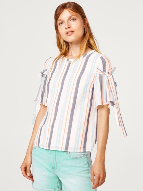 

ESPRIT Women White Striped Top