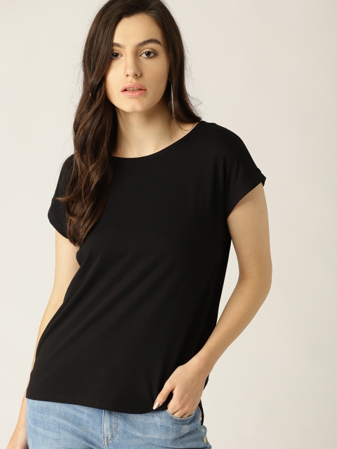 

ESPRIT Women Black Solid Styled Back Top