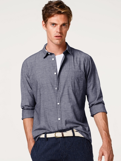 

ESPRIT Men Navy Blue Slim Fit Solid Casual Shirt