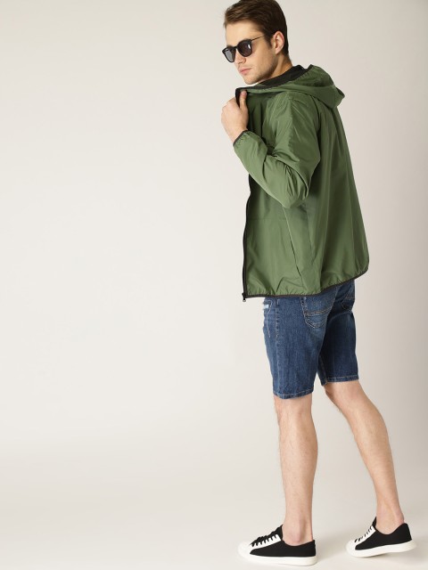 

ESPRIT Men Olive Green Solid Windcheater Tailored Jacket
