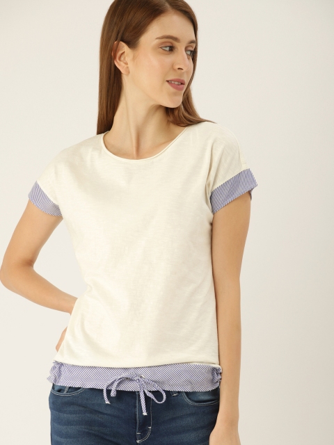 

ESPRIT Women Off-White Solid Regular Top