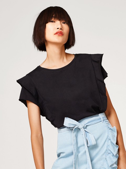 

ESPRIT Women Black Solid Top