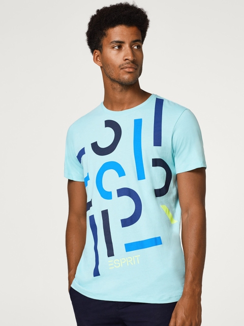 

ESPRIT Men Blue Printed Round Neck T-shirt
