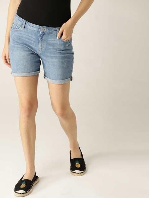 

ESPRIT Women Blue Solid Regular Fit Denim Shorts