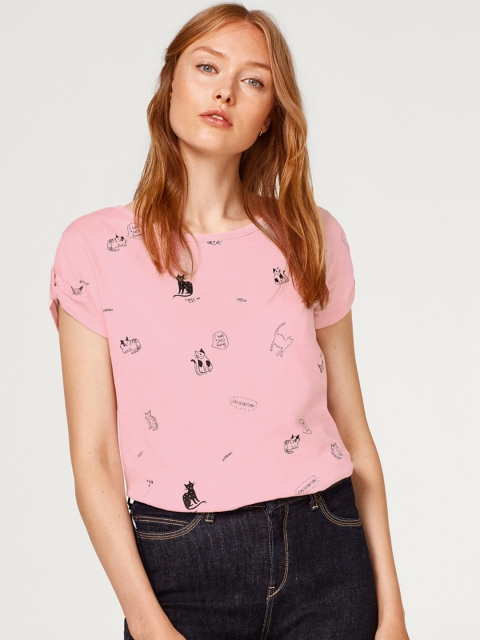 

ESPRIT Women Pink Printed Top