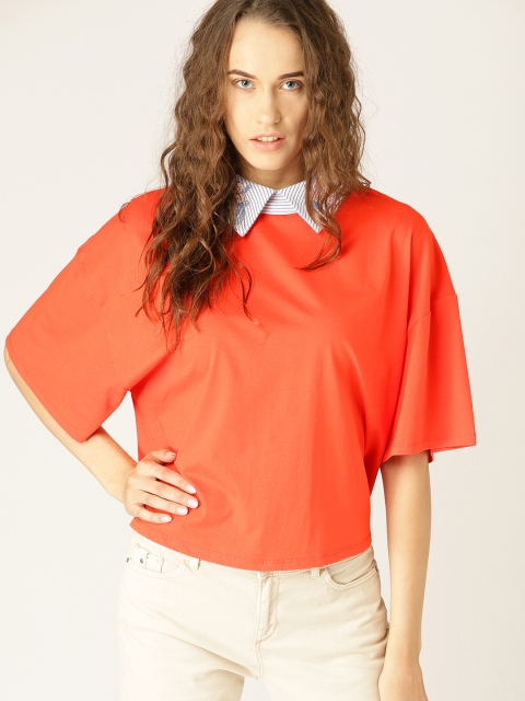 

ESPRIT Women Orange Solid Boxy Top