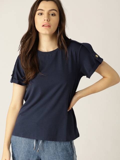 

ESPRIT Women Navy Blue Solid Top