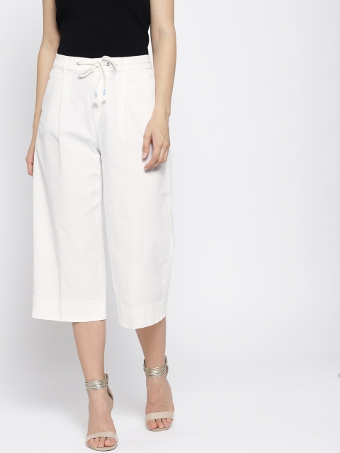 

ESPRIT Women White Regular Fit Solid Culottes