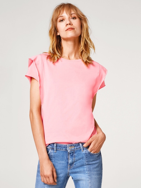 

ESPRIT Women Pink Solid Top