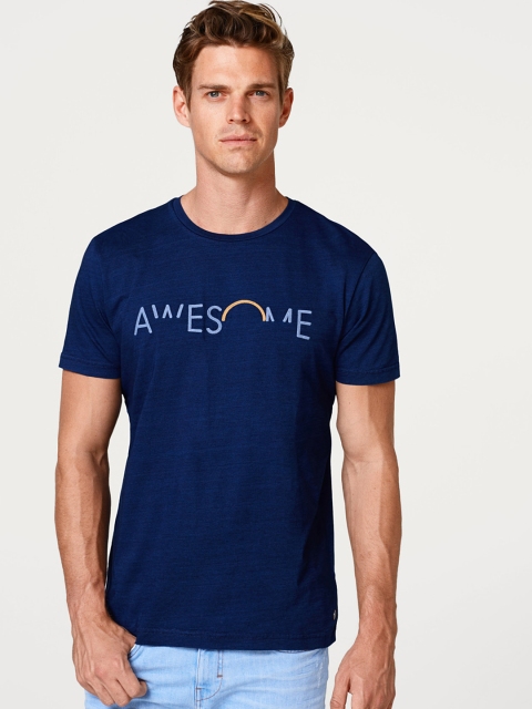 

ESPRIT Men Navy Blue Solid Round Neck T-shirt