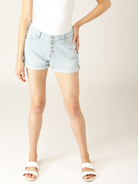 

ESPRIT Women Blue Solid Regular Fit Denim Shorts
