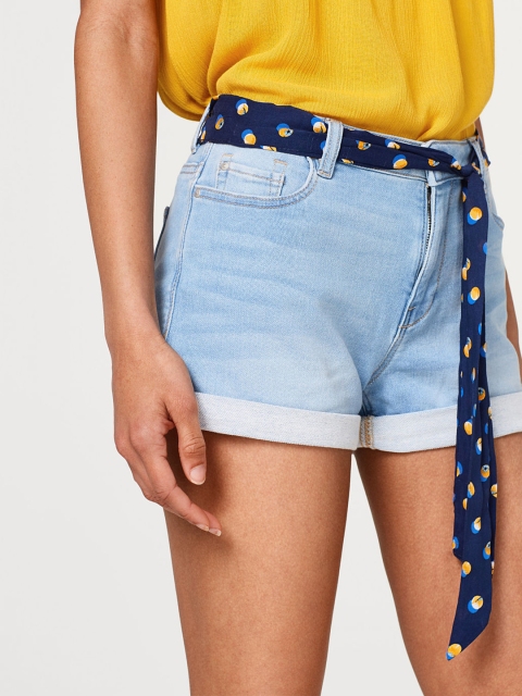 

ESPRIT Women Blue Solid Regular Fit Denim Shorts