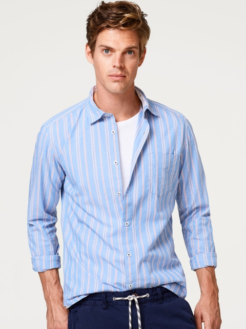 

ESPRIT Men Blue Slim Fit Striped Casual Shirt