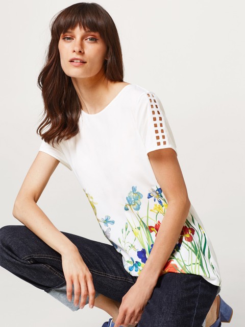 

ESPRIT Women White Floral Print Top