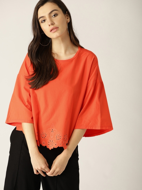 

ESPRIT Women Orange Solid Boxy Top