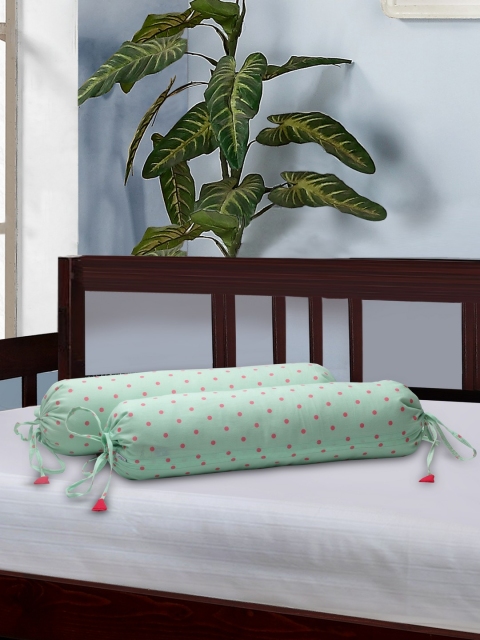 

THE BABY ATELIER Grey Set of 2 Printed Baby Bolster Cover Set, Green