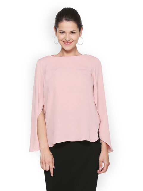

Allen Solly Woman Peach-Coloured Solid Cape Top