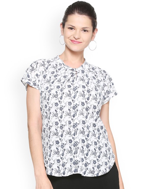 

Allen Solly Woman White & Blue Printed Top
