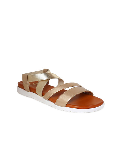 

Carlton London Women Gold-Toned Solid Open Toe Flats