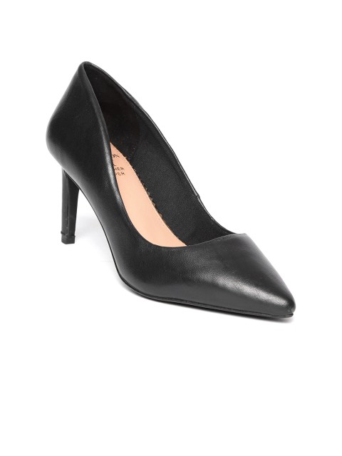 

Carlton London Women Black Leather Solid Pumps