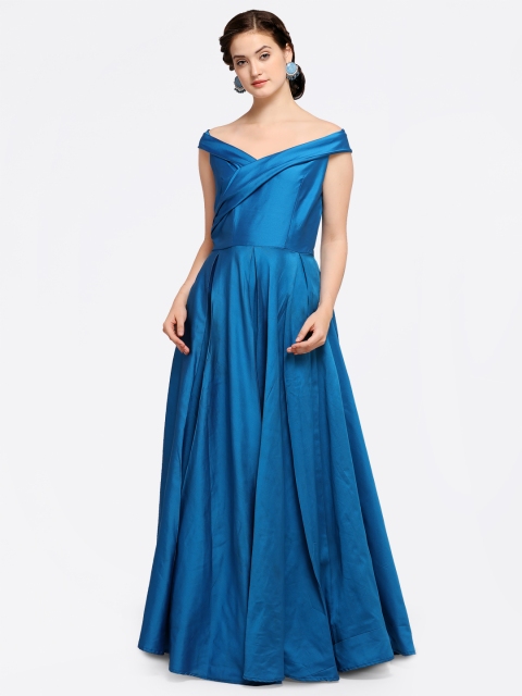 

Inddus Women Blue Solid Maxi Dress