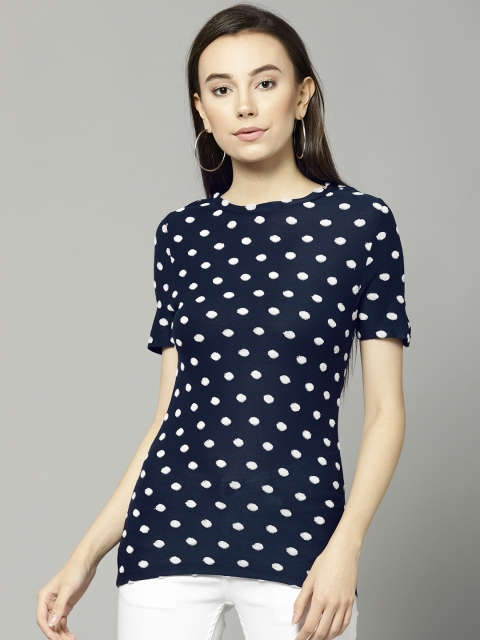 

Marks & Spencer Women Navy & White Self-Design Top, Navy blue