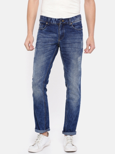 

People Men Blue Slim Fit Low-Rise Mildly Distressed Jeans