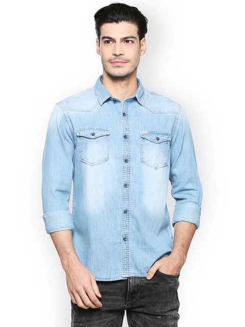 

People Men Blue Regular Fit Solid Casual Shirt