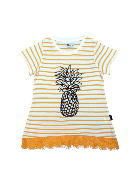 

ventra Girls Yellow Striped A-Line Top