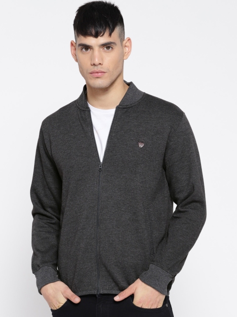 

John Players Men Charcoal Grey Solid Sweatshirt
