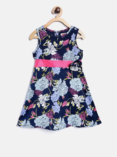 

Nauti Nati Girls Blue Floral Print Fit and Flare Dress