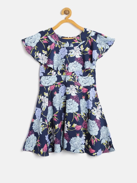 

Nauti Nati Girls Blue & Pink Floral Print Fit & Flare Dress